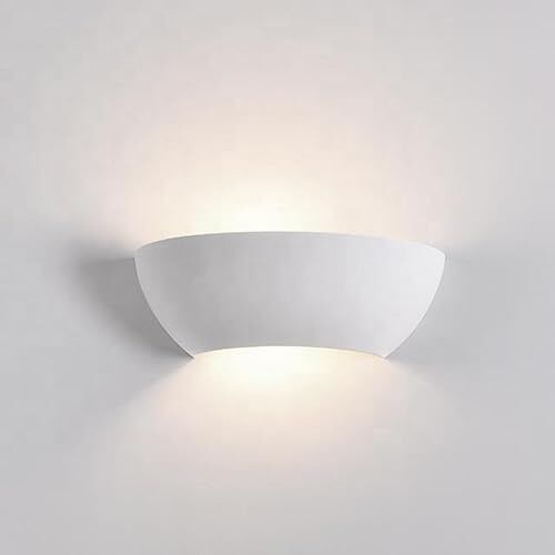 Partenopea ® Applique in Gesso Bianco verniciabile Lampada da Parete per muro design moderno per Lampadine Attacco R7S (NON INCLUSA) arredo casa locali bar ristoranti (Curvo bombato biemissione)