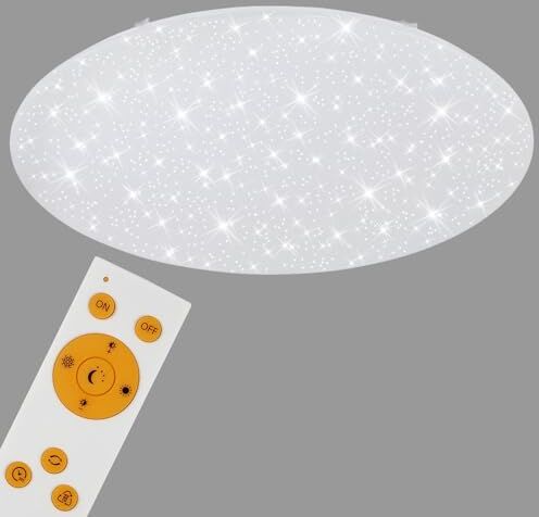 Briloner Leuchten Plafoniera a LED, a intensità variabile, colore regolabile:bianco caldo/freddo, lampada soffitto funzione luce notturna, funzione timer, telecomando, diametro: 74 cm, 80 W, bianco