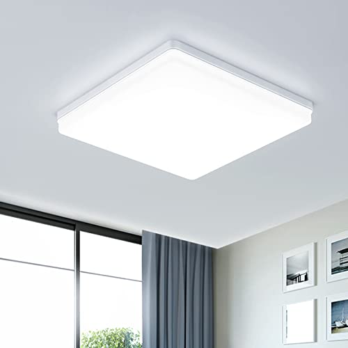 Eagle Plafoniera Led Soffitto Quadrata 48W Moderni Luce 6500K 4800LM IP44 Lampada per Bagno Cucina Camera da Letto Sala Soggiorno Corridoio Ufficio Cantina Ø30CM