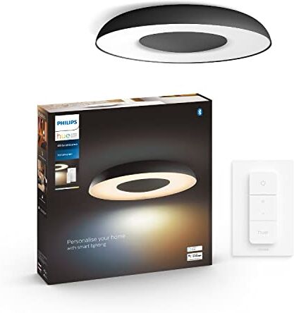 Philips White Ambiance Plafoniera Smart Still, Luce Bianca da Calda a Fredda, Led Integrato, 32W, Nero, Telecomando Dimmer Switch Incluso