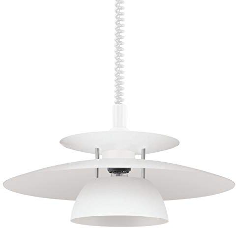 Eglo Brenda Lampadario a 1 luce, lampada a sospensione in metallo e plastica, lampadario da tavolo in bianco, lampada a sospensione per soggiorno con attacco E27, diametro 43 cm