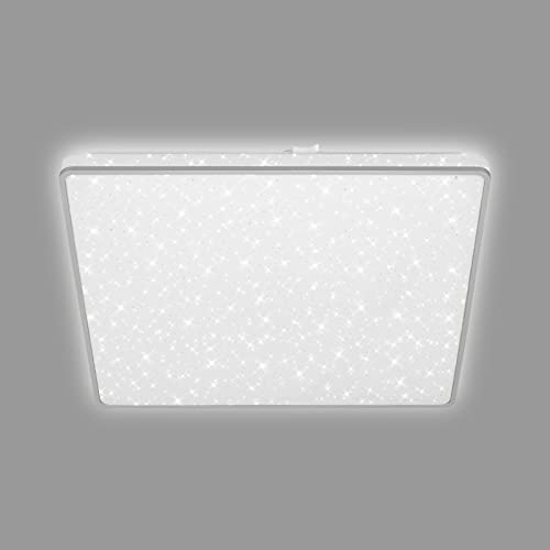 Briloner Plafoniera LED con cielo stellato, plafoniera LED decorazione a stella, effetto retroilluminato, piatto, luce bianca neutra, 370x370x50 mm, cromo opaco