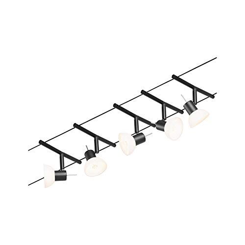 Paulmann CorDuo, sistema di cavi per faretti, , set Sheela, massima CC 5 pezzi da 10 Watt l’uno, estensibile, nero, opaco, cavi in plastica, GU 5,3, senza lampadine