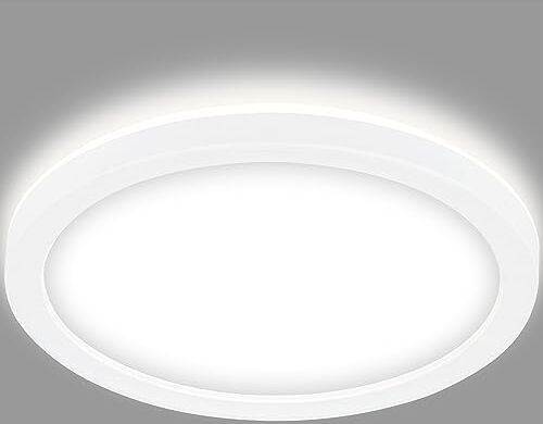 Briloner Leuchten Lampada da soffitto a LED, Plafoniera con Retroilluminazione, 12 watt, 1.400 Lumen, 4.000 Kelvin, bianca, rotonda, Ø 19cm