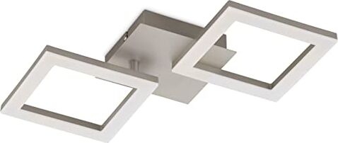 Eglo Huerta Plafoniera LED da soffitto, lampada da soggiorno, plafoniera a 2 luci, lampada da cucina in metallo argentato e plastica bianca, bianco caldo, L x P 33 cm