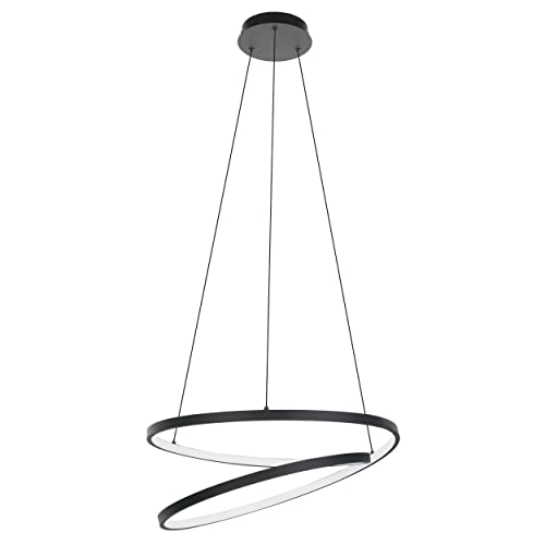 Eglo Plafoniera LED Ruotale, plafoniera curva, lampada a soffitto in plastica e metallo nei colori bianco e nero, illuminazione a soffitto fantasia, bianco caldo, Ø 45 cm