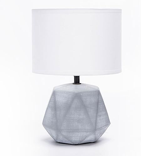 Aigostar Lampada da Tavolo in Ceramica, Moderna Lampada da Comodino con Paralume in Tessuto, Attacco E14, max.40W, Abat Jour da Comodino per Camera da Letto, Soggiorno (senza Lampadina) H29cm