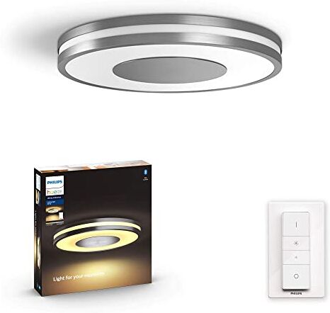 Philips White Ambiance Plafoniera Smart Being, Luce Bianca da Calda a Fredda, Led Integrato, 32W, Cromato, Telecomando Dimmer Switch Incluso