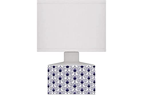 LUSSIOL Comodino, Lampada Decorativa, Ceramica, Blu, Ø 14 x H 29 cm