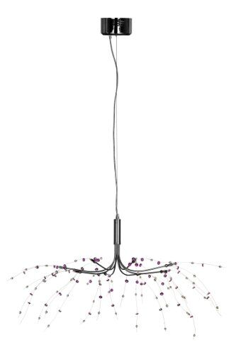 PREMIER Housewares Lampada da Soffitto 8 Luce con Cristalli Viola e Trasparente