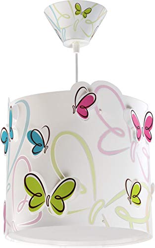 Dalber Lampadario, soggetto: farfalle variopinte, glühlampe, plastica, bianco