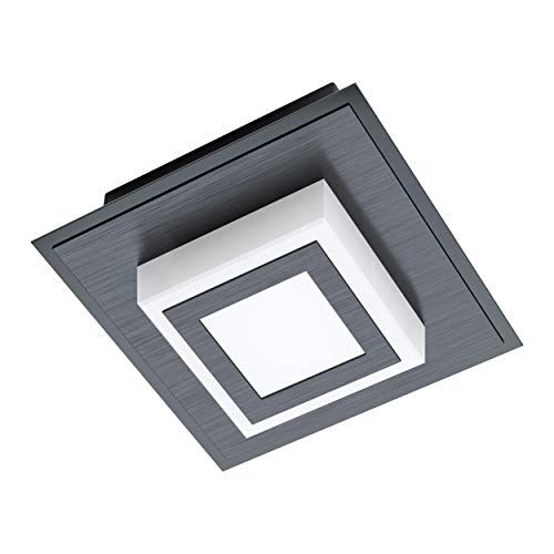 Eglo Lampada da soffitto a LED Masiano 1, lampada da parete a 1 luce, moderna, in alluminio, acciaio e plastica, colore nero, satinato, lampada da sog