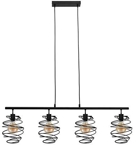 Briloner Leuchten Lampada a sospensione, 4 paralumi, lampadadario retrò/vintage, acciaio nero, 4x E27, max. 60 Watt, nero, 1110x210x1300 mm (lunghezza x larghezza x H)