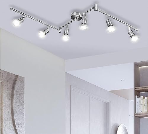 Bojim Lampadario da Soffitto Luce Bianco 4000K, Faretti LED da Soffitto Orientabili con 6 Luci GU10 550LM 6W Pari a 54W 220V, Lampadario moderno per Camera letto Salotto Soggiorno Cucina Corridoio