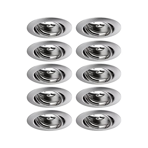 Paulmann LED base da incasso rotonda girevole max. 10x10W faretto da incasso in ferro spazzolato faretto da incasso in metallo GU10 senza lampadina [classe energetica A++]