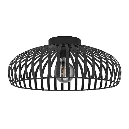 Eglo Mogano 3 Lampada da soffitto dal design monocromatico, plafoniera, lampada da salotto in metallo di colore nero, con attacco E27, diametro 43 cm