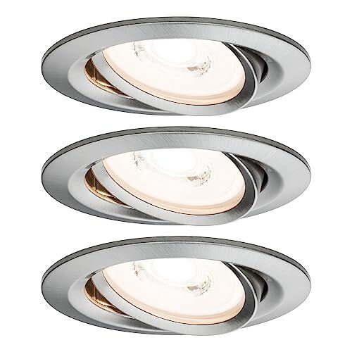 Paulmann 93944 Faretto da Incasso a Led, 3 x 6.8 W, In Ferro Dimmerabile E Orientabile, In Alluminio Spazzolato, 6.8 W