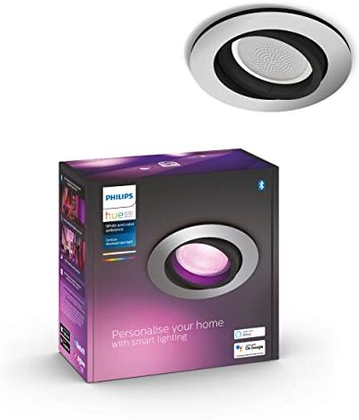 Philips White and Color Ambiance Centura, Faretto ad Incasso Smart, Base Rotonda, Bluetooh, 6 W, Alluminio