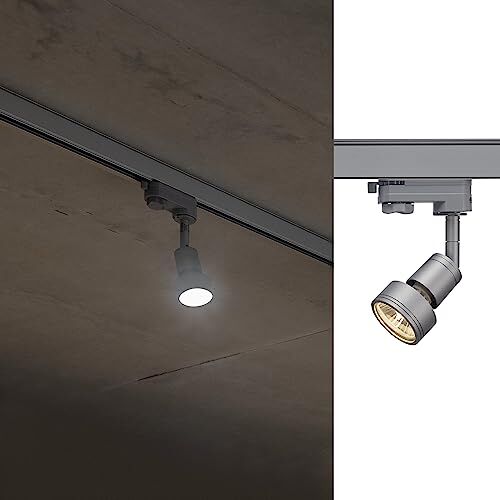 SLV trifase LED, faretto, Lampada a soffitto, Sistema a binari, Illuminazione da Interno / GU10 50 W, Puri Spot QPAR51 50W Grigio Argento