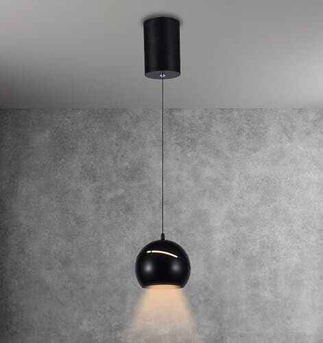 V-TAC Lampadario a Sospensione LED 8.5W Design Moderno ed Elegante Lampada a Sospensione da Soffitto in Metallo per Salotto, Cucina, Camera, Sala da Pranzo, Casa Nero Luce Bianca Calda