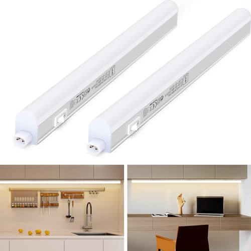 Aigostar Luce Sottopensile Cucina con Interruttore 4W 480LM LED Sottopensili Cucina IP20 230V Strisce LED Sottopensile, Luce naturale 4000K 31,3 cm, 2 pcs