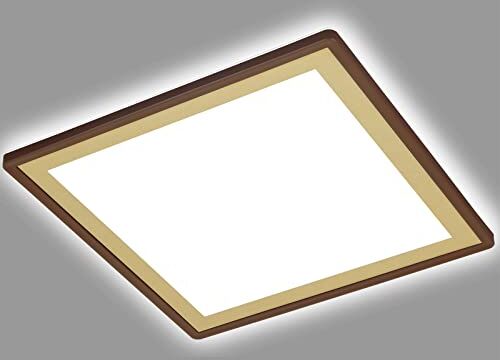 Briloner Lampada da soffitto a LED con effetto retroilluminato, sottile lampada da soffitto a LED, ultra piatta, luce bianca neutra, 293x293x28 mm, marrone oro