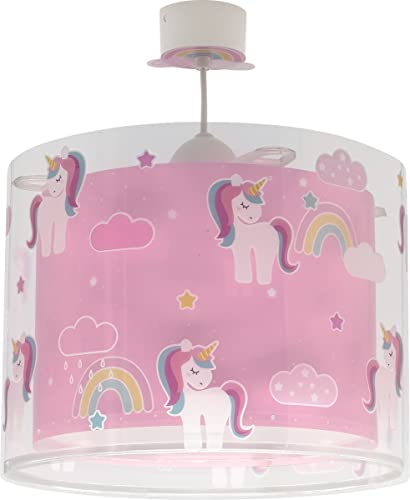 Dalber Lampada da soffitto a sospensione per Bambini Unicorns unicorni Animali, Rosa