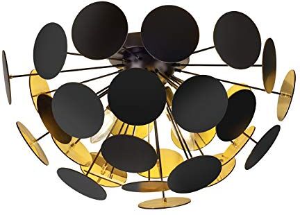 Trio Lampada da Soffitto Discalgo 609900332, metallo nero opaco, lastre di plastica nero/color oro, escl. 3x E14, 54 x 54 x 30 cm, nero-opaco/color oro