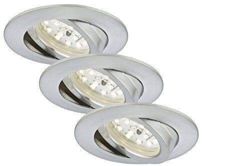 Briloner Leuchten Lampade da soffitto a LED, set da 3, lampade a soffitto dimmerabili, modulo LED orientabile, 5,5 watt ciascuna, 470 lumen ciascuna, 3.000 kelvin, IP23, color alluminio, 82x28mm
