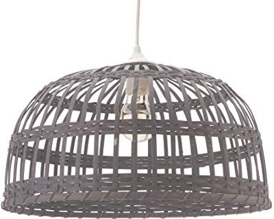 LUSSIOL Lampada Phuket, sospensione bambù, 60 W, grigio, ø 40 x H 22 cm