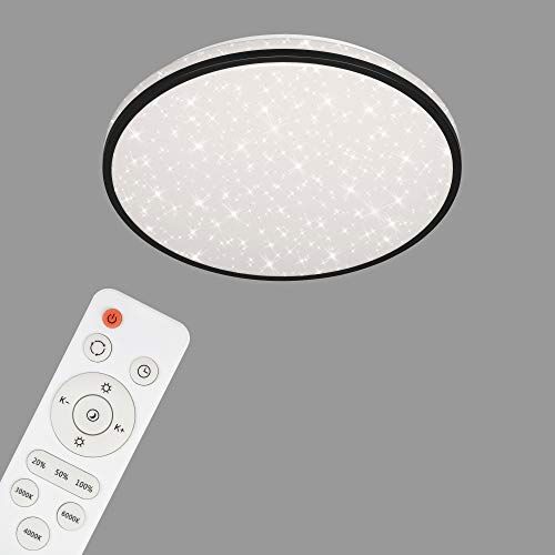 Briloner Leuchten Plafoniera a LED, lampada da soffitto dimmerabile, fantasia a stella, controllo temperatura colore, telecomando, funzione memoria, luce notturna, 24 watt, 2.400 Lumen, bianco-nero