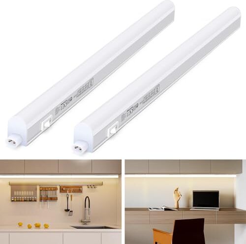 Aigostar Luce Sottopensile Cucina con Interruttore 8W 960LM LED Sottopensili Cucina IP20 230V Strisce LED Sottopensile, Luce naturale 4000K 57,3 cm, 2 pcs