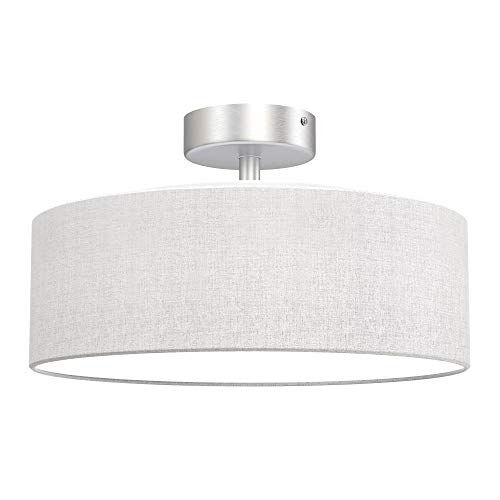 Briloner Leuchten Plafoniera, 1 X E27 Max. 40 Watt, Paralume, Colore: Bianco Satinato, diametro 30 cm, Tessuto W, Weiß-Satin, diametro 30 cm