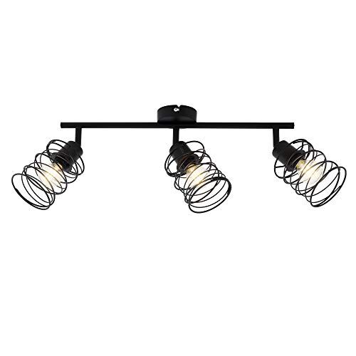 Briloner Leuchten Plafoniera, lampada da soffitto, 3 lampadine orientabili e inclinabili retro/vintage, acciaio nero, 3x E14, max. 40 Watt, metallo, nero