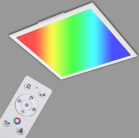 Briloner Leuchten Pannello LED ultra piatto RGB CCT da soffitto, quadrato, 45 x 45 cm, bianco, controllo temperatura colore (3.000-6.500 Kelvin), dimmerabile, 2.400 lumen