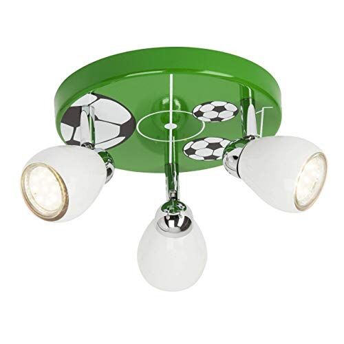 Brilliant lampada Soccer LED Spotrondell 3flg bianco/verde-nero-bianco   3x LED-PAR51, GU10, 3W lampade a riflettore LED incluse, (250lm, 3000K)   Scala da A ++ a E   Testa orientabile