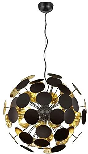 Trio Lampada a Sospensione Discalgo 309900632, metallo/plastica nero opaco/color oro, escl. 6x E14, 54 x 54 x 150 cm