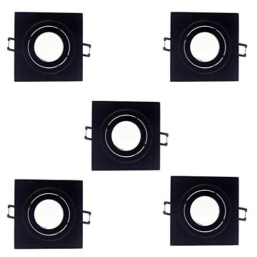 Wonderlamp  Pack 5 pezzi Classic empotrable quadrato basculante GU10, colore: nero