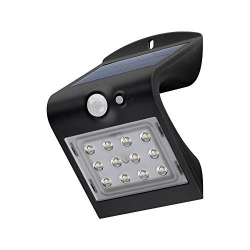 goobay Applique LED ad Energia Solare con Sensore di Movimento, 1.5 W, Nero