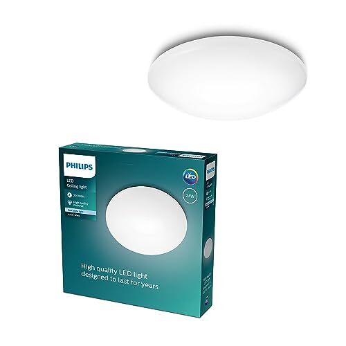 Philips LED Suede Lampada da Soffitto, 24 W, Luce Bianca Fredda, Non Dimmerabile, Bianco
