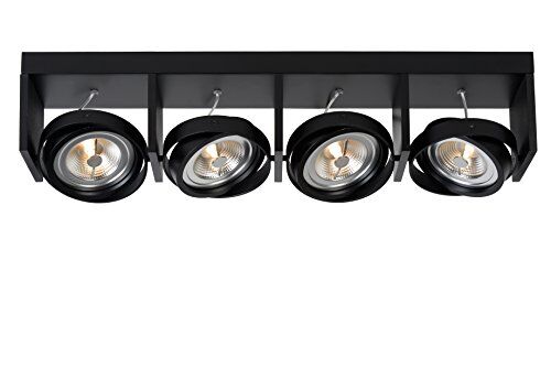 LUCIDE zett LED – Faretto da soffitto – LED dim. – AR111 – 1 X 12 W 2700 K – cromato opaco, Alluminio, Black, AR111 12 wattsW 12 voltsV