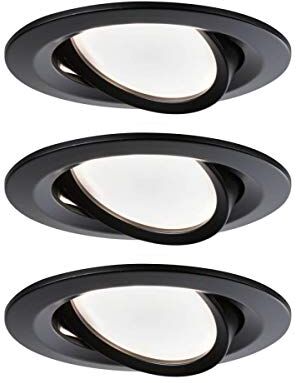 Paulmann Nova  Lampada LED Coin set da 3 fissa tonda orientabile 3x6,5W bianco caldo faretto da incasso nero opaco alluminio 2700K 19.5 W, 3 pezzi