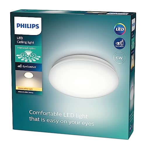 Philips LED Moire, Plafoniera Rotonda, Luce Bianca Calda, 6W, Bianco