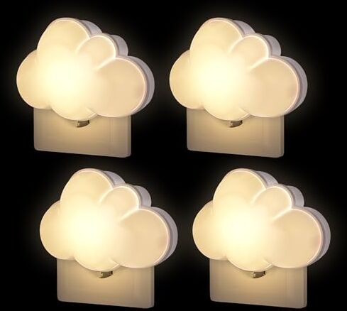 Wetry Luce Notturna Neonati da Presa Automatico 4 Pezzi Lampada Nuvola Decorazioni Camera da Letto Ragazza Regalo Neonato Maschio