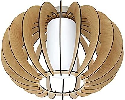 Eglo Stellato 1 Lampada da soffitto E27, Bianco/Weiß/Nickel-Matt, 40 x 40 x 27.5 cm, led, acciaio;legno, vetro