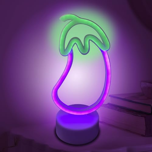 ALEENFOON LED Insegna con luce al neon Arredamento camera da letto Luci notturne Illuminazione interna Funziona a batteria e alimentato USB, per Festa di Natale Bar (melanzana)