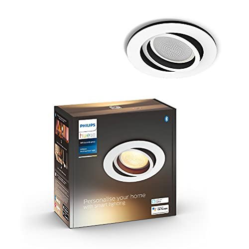 Philips White Ambiance Milliskin, Faretto ad Incasso Smart, Base Rotonda, Bluetooh, 5 W, Bianco