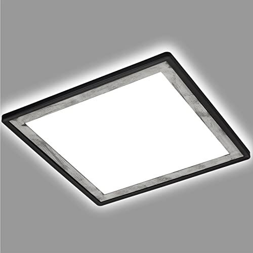 Briloner Lampada da soffitto a LED con effetto retroilluminato, sottile lampada da soffitto a LED, ultra piatta, argentata, luce bianca neutra, 293x293x28 mm, nero