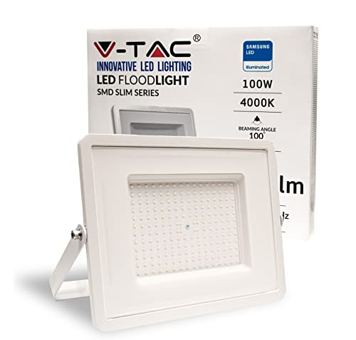 V-TAC Faro LED da Esterno 100W con Chip Samsung [ULTIMA GENERAZIONE] IP65-8200 Lumen Proiettore Faretto LED Esterno Colore Bianco Impermeabile Luce Bianco Naturale
