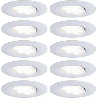 Paulmann Calla-Faretto da Incasso a LED, Rotondo, Set da 10 Pezzi, 10 x 6 W, IP65, Neutro, Bianco Opaco, orientabile, in plastica, 4000 K